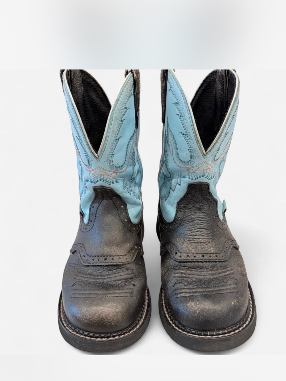 Justin’s Women’s Cowboy Boots in Black and Light Blue